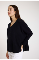 Charlotte V Neck Cashmere Knit - Black