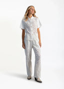 Lace Top with Utility Details – White