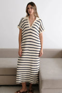 Erin Knit Dress – Ecru Navy Stripe