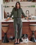 Amber Stripe Crop Cardigan - Green Spruce/Pale Oak