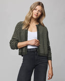 Amber Stripe Crop Cardigan - Green Spruce/Pale Oak