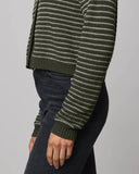Amber Stripe Crop Cardigan - Green Spruce/Pale Oak