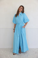 Nassaya Mirage Maxi Shirt Dress - Lagoon