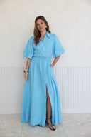 Nassaya Mirage Maxi Shirt Dress - Lagoon