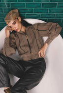 Jeanne Bomber Jacket - Tan Chevron