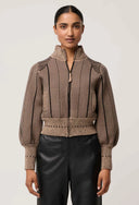 Jeanne Bomber Jacket - Tan Chevron