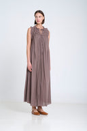 Sita Murt Cotton Batiste Dess With Lace - Mokka