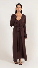 Sofia Long Line Cardigan - Dark Espresso