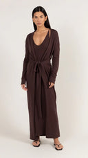 Sofia Long Line Cardigan - Dark Espresso