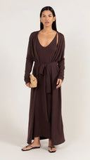 Sofia Long Line Cardigan - Dark Espresso
