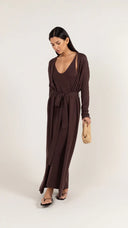 Sofia Long Line Cardigan - Dark Espresso
