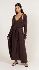 Sofia Long Line Cardigan - Dark Espresso