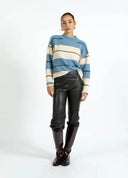 Fluffy Striped Knit - Blue