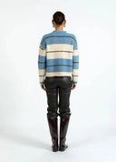 Fluffy Striped Knit - Blue