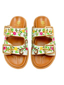 Natasha Canvas Fussbett Slide - Green Multi