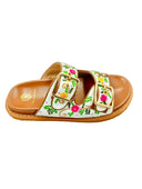 Natasha Canvas Fussbett Slide - Green Multi