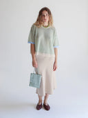 Diana Three Colour Alpaca Short Sleeve -Sage