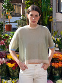 Diana Three Colour Alpaca Short Sleeve -Sage