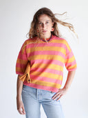 Diletta Striped Alpaca Short Sleeve - Rosa/Mandarino