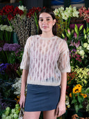 Dora Openwork Alpaca Short Sleeve - Beige