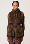 Hazel Faux Fur Vest - Walnut