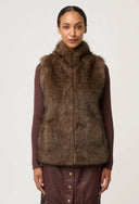 Hazel Faux Fur Vest - Walnut