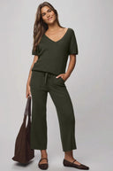 Georgie Rib Pant - Green Spruce