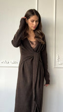 Keira Knit Wrap Dress - Dark Espresso