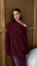 Natalie Asymmetric Sweater - Burgundy