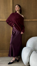 Natalie Asymmetric Sweater - Burgundy