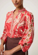 Audrey Blouse - Crimson Palms
