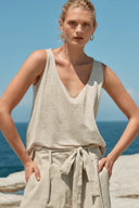 Tank Linen Singlet - Natural