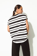 Lounge The Label Crepe Knit Stripe Circular Tunic Obidos - Black & White