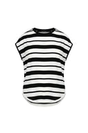 Lounge The Label Crepe Knit Stripe Circular Tunic Obidos - Black & White