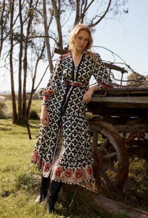 Once Was Marielle Linen Viscose Dress In Country Tapestry