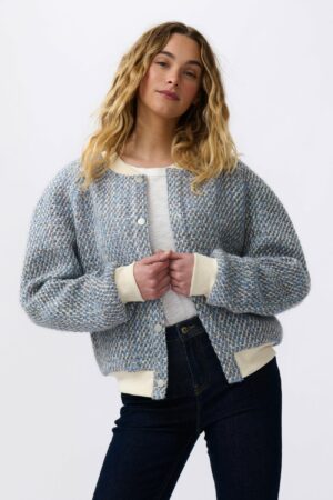 Kireina Abigail Bomber In Blue & Cream