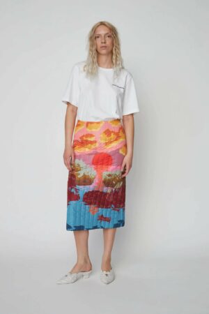 Stella Nova Quilted Landscape Skirt- Sunshine Orange